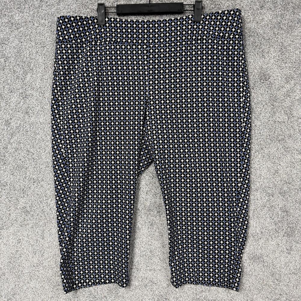 Molly & Isadora Capri Pants 22W Plus Blue Black Retro Geometric Preppy Mod